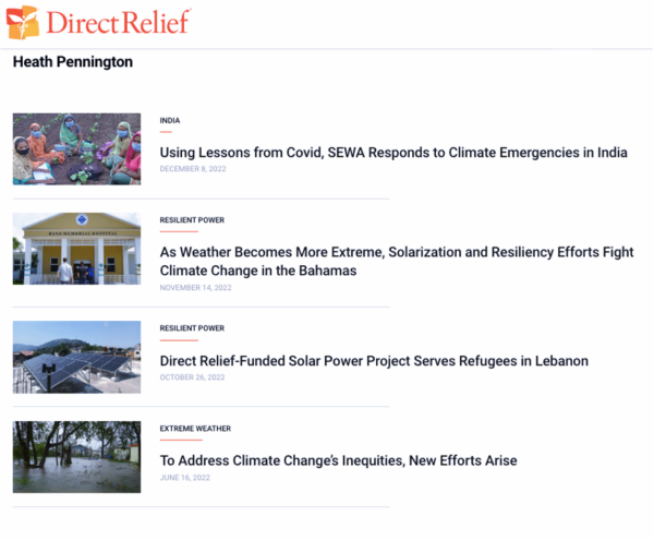 Pennington Articles at Direct Relief