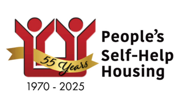 Logo for People's Self-Help Housing, celebrating 55 years: 1970-2025